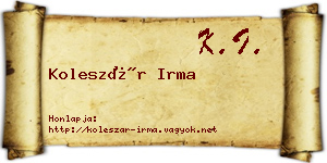 Koleszár Irma névjegykártya