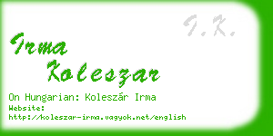 irma koleszar business card